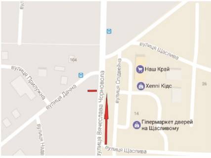 Билборд B в Ровно Чорновола вул. - Дачна вул. схема