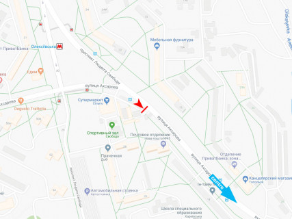 Білборд, Бігборд (Борд)  A у Харкові, 3x6  Ахсарова вул., 30а, в центр схема