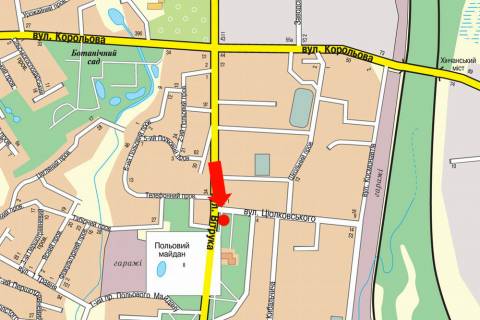 Билборд  в Житомире, 3x6  Вітрука вул. / Ціолковського вул., Польовий майдан, біля нічного клубу "Маріо" схема