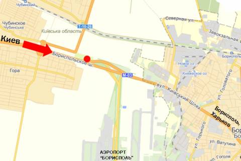 Бэклайт A в Киеве, 5x12  Траса Київ-Бориспіль, роздільник, в бік а/п Бориспіль схема