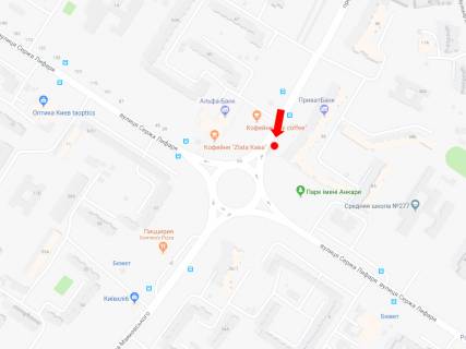 Билборд B в Киеве, 3x6  Маяковського пр., 38/10 - вул. Лифаря (колиш. вул. Сабурова), в центр схема