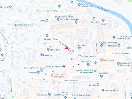 Билборд A в Харькове, 3x6  Пискунівська вул., 11, в центр схема