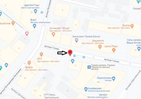 Ситилайт A в Днепр (Днепропетровск), 1.2х1.8  вул. Глінки 17 схема