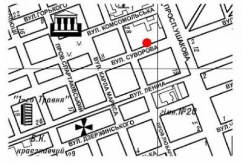 Білборд, Бігборд (Борд)  A у Херсоні Суворова вул., 2 схема