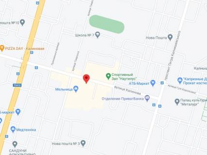 Видеоборд A в Днепр (Днепропетровск) Калинова вул., 3, аптека "Мед Сервіс", №Дп103, прайс за ролик 10 сек 1 вихід/5 хвилин, з 8:00-22:00. Розрахунок для інших параметрів трансляції уточнюйте у менеджера. - 301339 схема