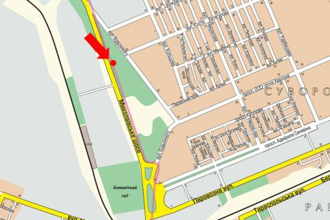 Білборд, Бігборд (Борд)  B у Херсоні, 3x6  Миколаївське шосе, біля газової заправки, в центр (флажок) схема