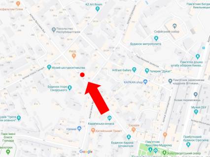 Ситилайт  в Киеве, 1.8x1.2  Ярославів Вал вул., 22, біля входу в готель "Radisson", в сторону Львівської пл. схема