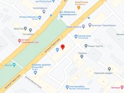 Видеоборд A у Вінниці Пирогова вул., 13, аптека "Конекс", прайс за ролик 10 сек 1 вихід/5 хвилин, на двосторонньому екрані, від 144 виходів на день. Розрахунок для інших параметрів трансляції уточнюйте у менеджера. - 301273 схема