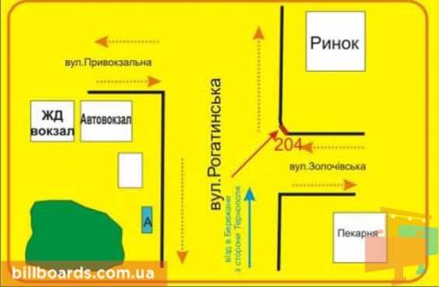 Билборд A в Бережанах г. Бережаны схема