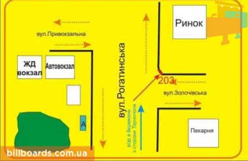 Билборд A в Бережанах г. Бережаны схема