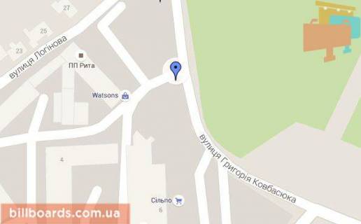 Білборд, Бігборд (Борд)   у Білій Церкві Логинова ул. / Ковбасюка ул. схема
