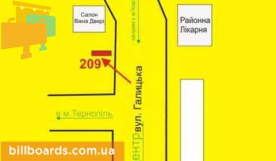 Билборд B в Бучаче Галицкая ул., г. Бучач схема