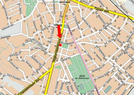 Сiтiлайт B у Чернівцях, 1.8x1.2  Героїв Майдану вул. (Колиш. Червоноармійська вул.), 17 / Братів Русаков вул., З центру схема