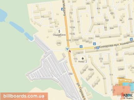 Билборд B в Черновцах, 3x6  Комарова вул. - Героїв Майдану вул. схема