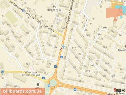 Билборд A в Черновцах, 3x6  Героїв Майдану вул., 63, в центр схема