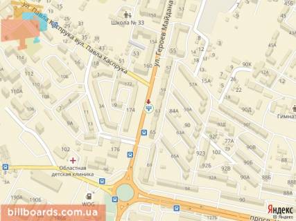 Билборд B в Черновцах, 3x6  Героїв Майдану вул., 63, до ТЦ Майдан схема