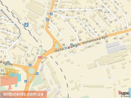 Билборд B в Черновцах, 3x6  Хотинська вул., 4, в центр схема