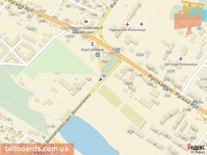 Билборд A в Черновцах, 3x6  Винниченка вул. - Руська вул., р/с, правий схема