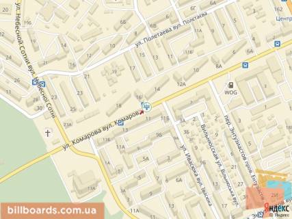 Билборд A в Черновцах Комарова вул., 7 - Івасюка вул., в сторону Головною вул. схема