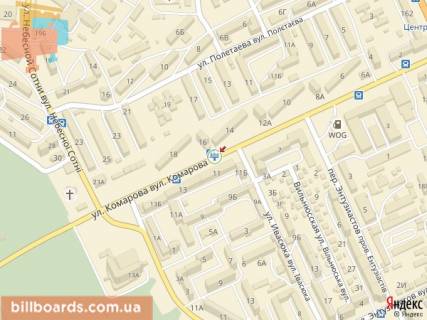 Білборд, Бігборд (Борд)  B у Чернівцях, 3x6  Комарова вул., 11, до Буковинського ринку схема