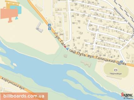 Билборд A в Черновцах, 3x6  Галицький шлях вул., 3, в'їзд в місто схема