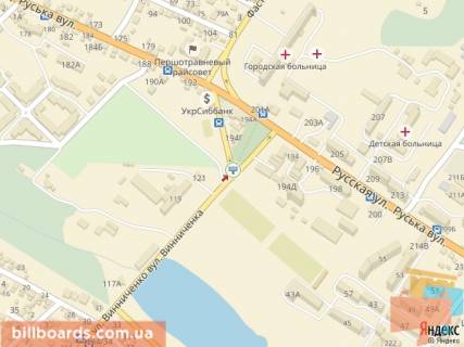 Білборд, Бігборд (Борд)  A у Чернівцях, 3x6  Винниченка вул. - Руська вул., р/с, лівий схема