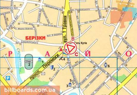 Билборд  в Чернигове Победы пр-т, облпотребсоюз, от центра схема