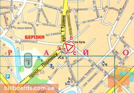 Билборд  в Чернигове Победы пр-т, облпотребсоюз, к центру схема