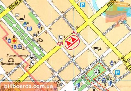 Білборд, Бігборд (Борд)  A у Чернігові, 3x6  Перемоги просп., 95 схема