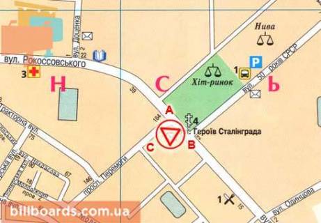Білборд, Бігборд (Борд)  B у Чернігові, 3x6  Перемоги просп., 184 схема