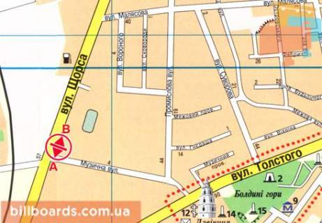 Билборд  в Чернигове Щорса ул., 60а схема