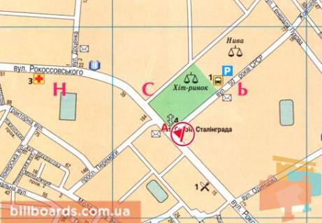 Призма A в Чернигове, 3x6  Рокоссовського вул., 14 - Всіхсвятська вул. - 481757 схема