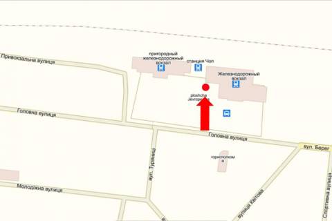 Сiтiлайт A у Чопі Привокзальна пл., Біля "Міжнародного" вокзалу схема