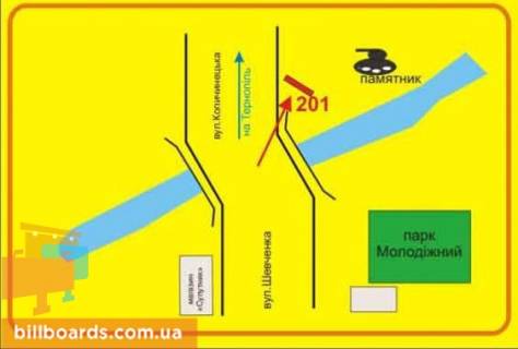 Билборд A в Чорткове Чертков выезд, ул.Копичинецкая схема