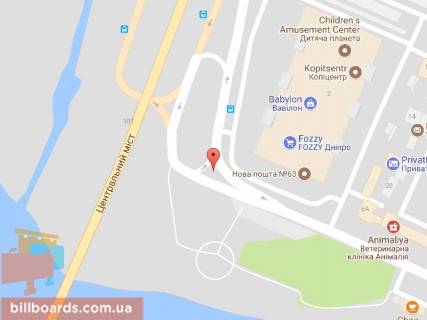 Беклайт A у Дніпро (Дніпропетровськ), 3.14х2.32  вул. Маршала Малиновського, 2 (на розділовій смузі, біля ТРЦ ВАВІЛОН), рух у бік Нового мосту схема