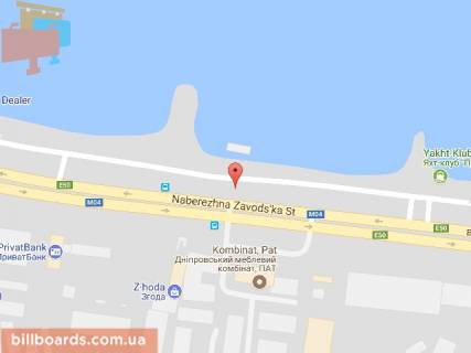 Билборд A в Днепр (Днепропетровск), 6х3  вул. Набережна Заводська, 9Б (через дорогу від МК "Меблі Прогрес" з центру на світлофорі) схема