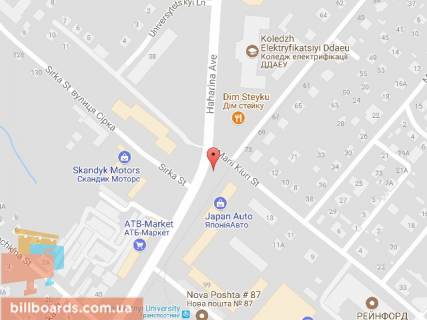 Билборд B в Днепр (Днепропетровск) Науки (Гагаріна) пр., 97 схема