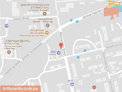 Билборд A в Днепр (Днепропетровск) Буковинська вул., 1а схема