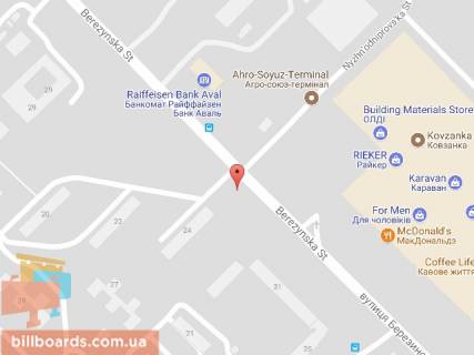 Білборд, Бігборд (Борд)  B у Дніпро (Дніпропетровськ), 6х3  вул. Березинська, 24, навпроти ТРЦ КАРАВАН, МАКДОНАЛДС, ОЛДІ схема