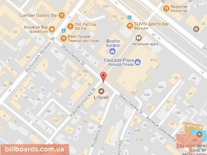 Бэклайт B в Днепр (Днепропетровск), 3.14х2.32  вул. Шевченко - вул. Виконкомівська, біля ТЦ КАСКАД ПЛАЗА схема