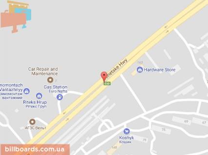 Билборд B в Днепр (Днепропетровск), 6х3  вул. Донецьке шосе, в кінці роздільника (Агросоюз), ТРЦ "Караван", виїзд, напрям до Епіцентру схема