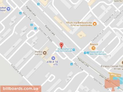 Билборд B в Днепр (Днепропетровск) Мира пр., 33 схема