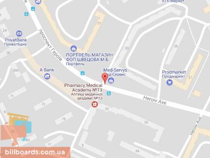Билборд B в Днепр (Днепропетровск) Героїв пр., 23 схема
