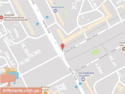 Билборд B в Днепр (Днепропетровск) Героїв пр. - Слави бул. схема