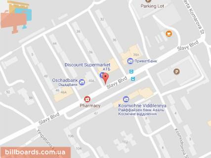 Билборд B в Днепр (Днепропетровск) Слави бул., 36 схема