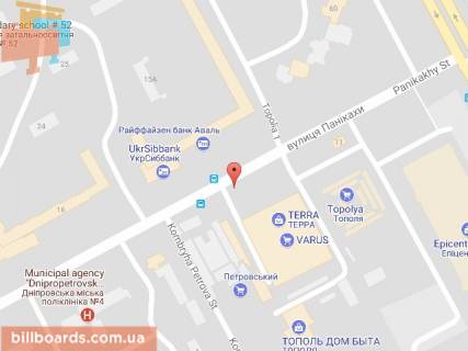 Билборд B в Днепр (Днепропетровск) Панікахи вул., 15 схема
