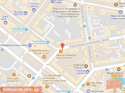 Скролер, Скрол A у Дніпро (Дніпропетровськ), 3.14х2.32  вул. В. Липинського (Ширшова), біля буд. №4 - вул.Центральна, біля ТЦ ПАСАЖ - 169196 схема