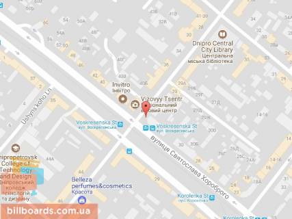 Беклайт A у Дніпро (Дніпропетровськ), 3.14х2.32  вул. Воскресенська (Леніна) - вул. С. Хороброго (Чкалова), в напрямку просп. Д.Яворницького, біля світлофора схема