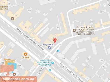 Ситилайт A в Днепр (Днепропетровск) Вернадского ул. (бывш. Дзержинского ул.), 1-3 / Яворницкого пр. (бывш. Маркса пр.) схема