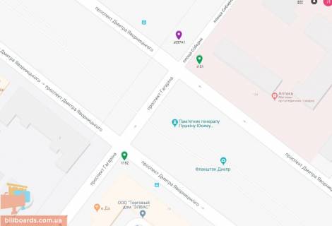 Скролер, Скрол A у Дніпро (Дніпропетровськ), 3.14х2.32  просп. Дмитра Яворницького - просп. Гагаріна, рух у бік Лікарні ім.Мечникова, біля світлофора - 169600 схема